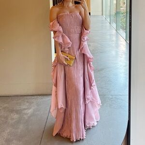 Beautiful wedding guest dress - pastel pink / mauve color - ruffle dress